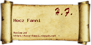 Hocz Fanni névjegykártya